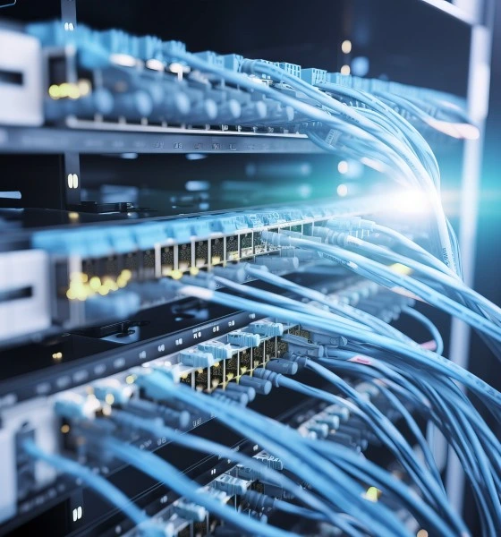 Network cables in a server room